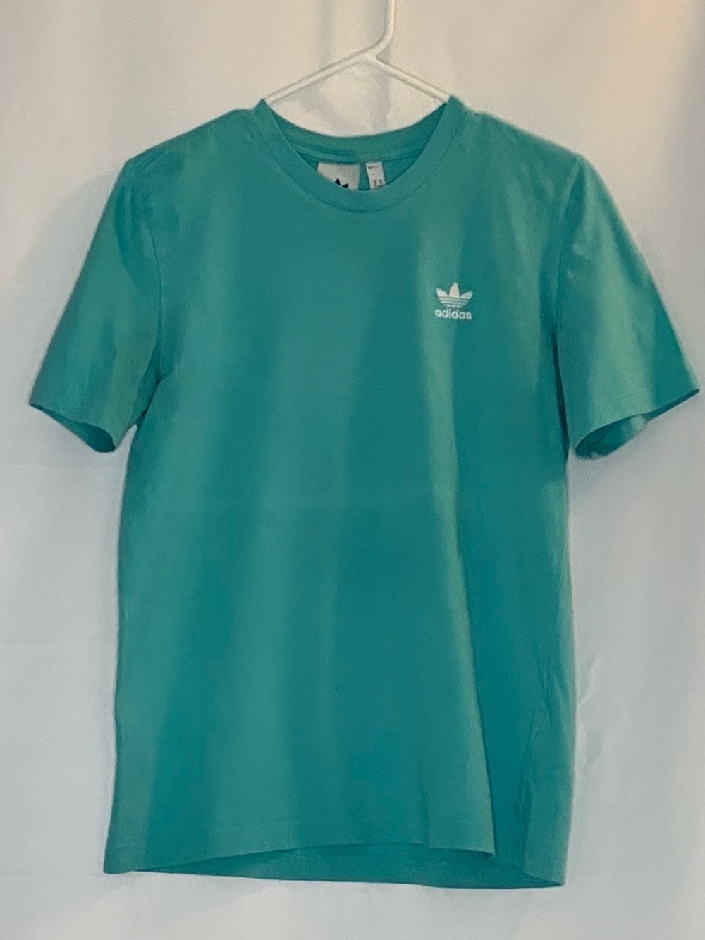 adidas Teal Crewneck Tee with Black Trefoil Tag